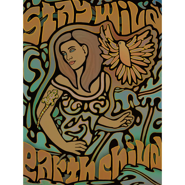 Reste sauvage enfant de la Terre — Toile épique de 5 pieds pour la vente par Carolyn Ferris Art