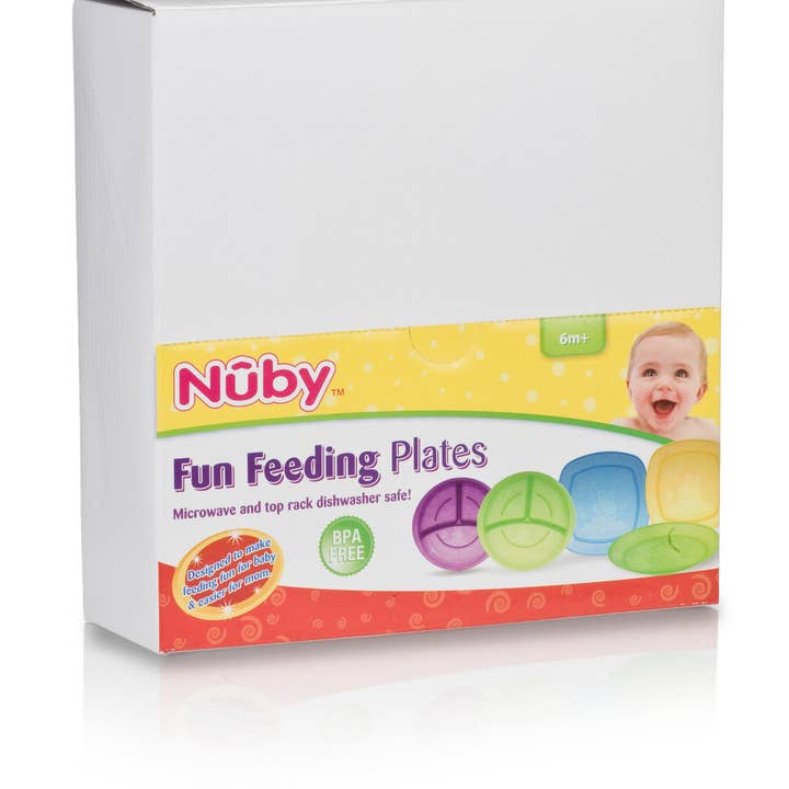 Nuby - Wholesale Dinner Plate - Kids & Baby - Value Feeding Square Plate in a 12pc1