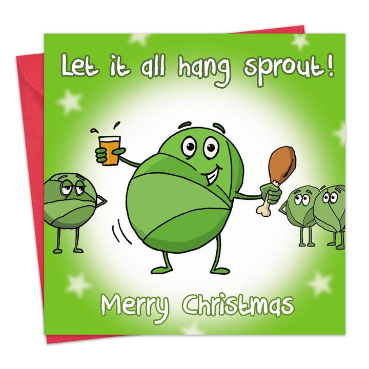 Låt allt hänga Sprout - Roligt Xmas kort för wholesale av Twizler Ltd