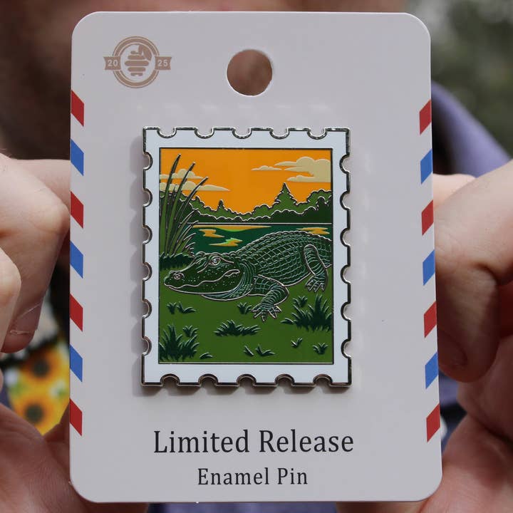 Pin Hive LLC - Wholesale Lapel Pin/Button - American Alligator Postage Stamp Enamel Pin4