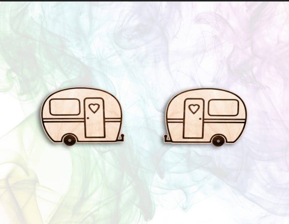 The Cracked Pig - Wholesale Stud/Post Earrings - Engraved RV Camper Earrings | Stainless Steel Hardware1