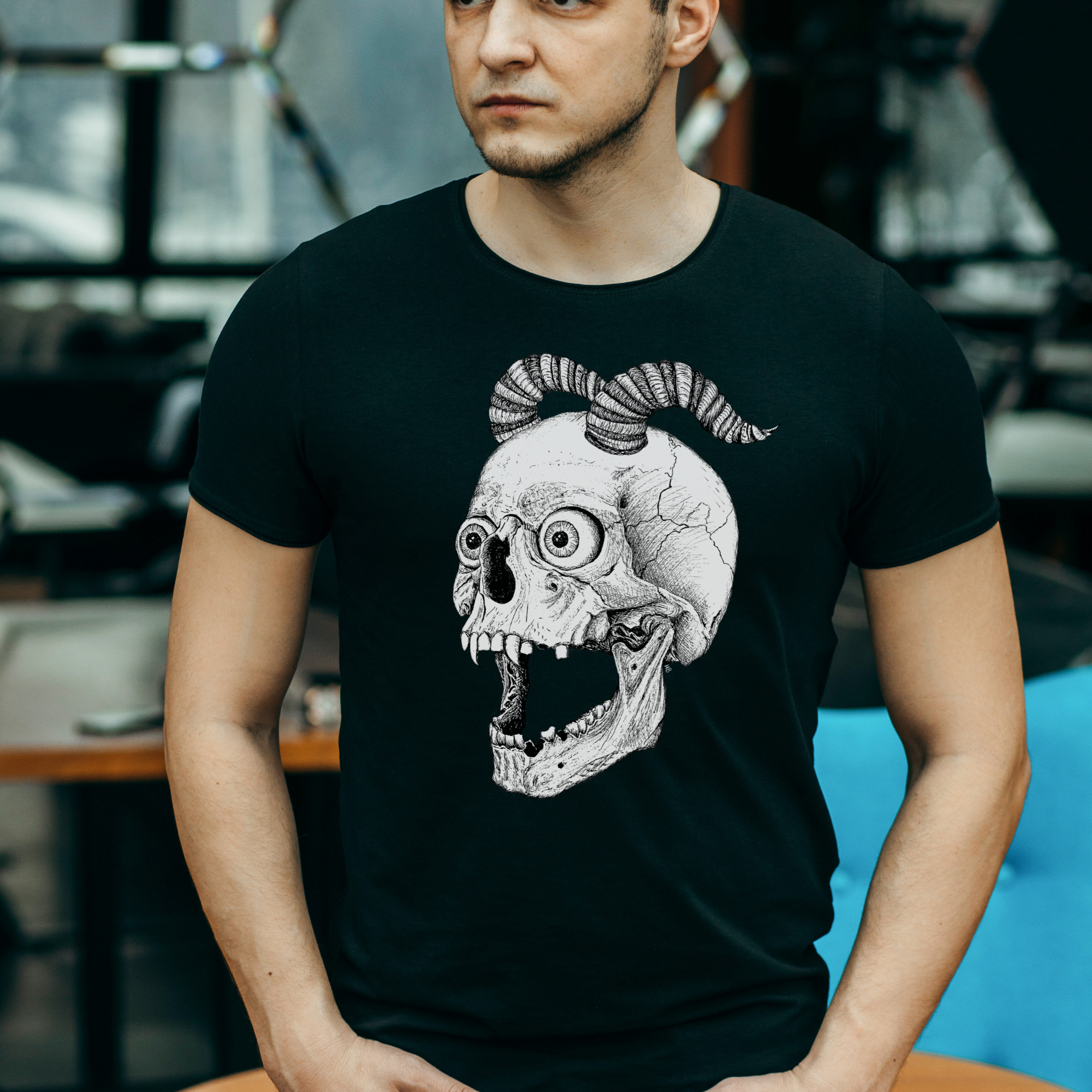 Hannah Kate Makes – wholesale T-shirt (graphic) – unisex – Screaming Skull T-shirt - Black - 100% Cotton - Reg/Fitted12
