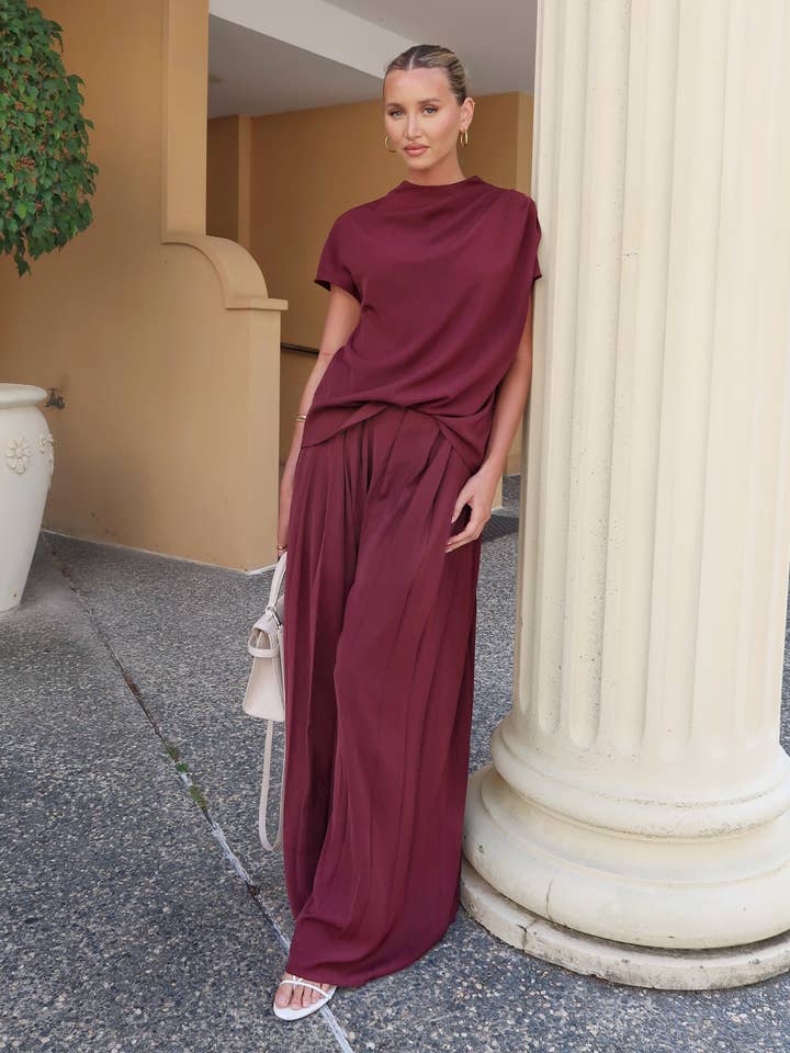 Sharee Pants-Wine for wholesale by Twosisters The Label