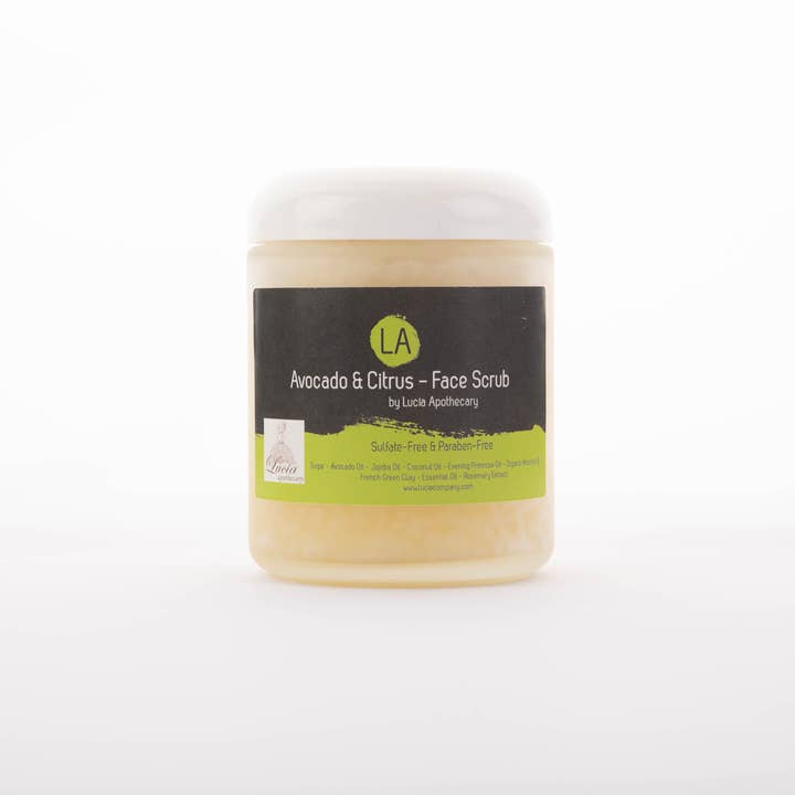 Avocado Citrus Face Scrub (Sugar) for wholesale by Lucia Apothecary, LLC