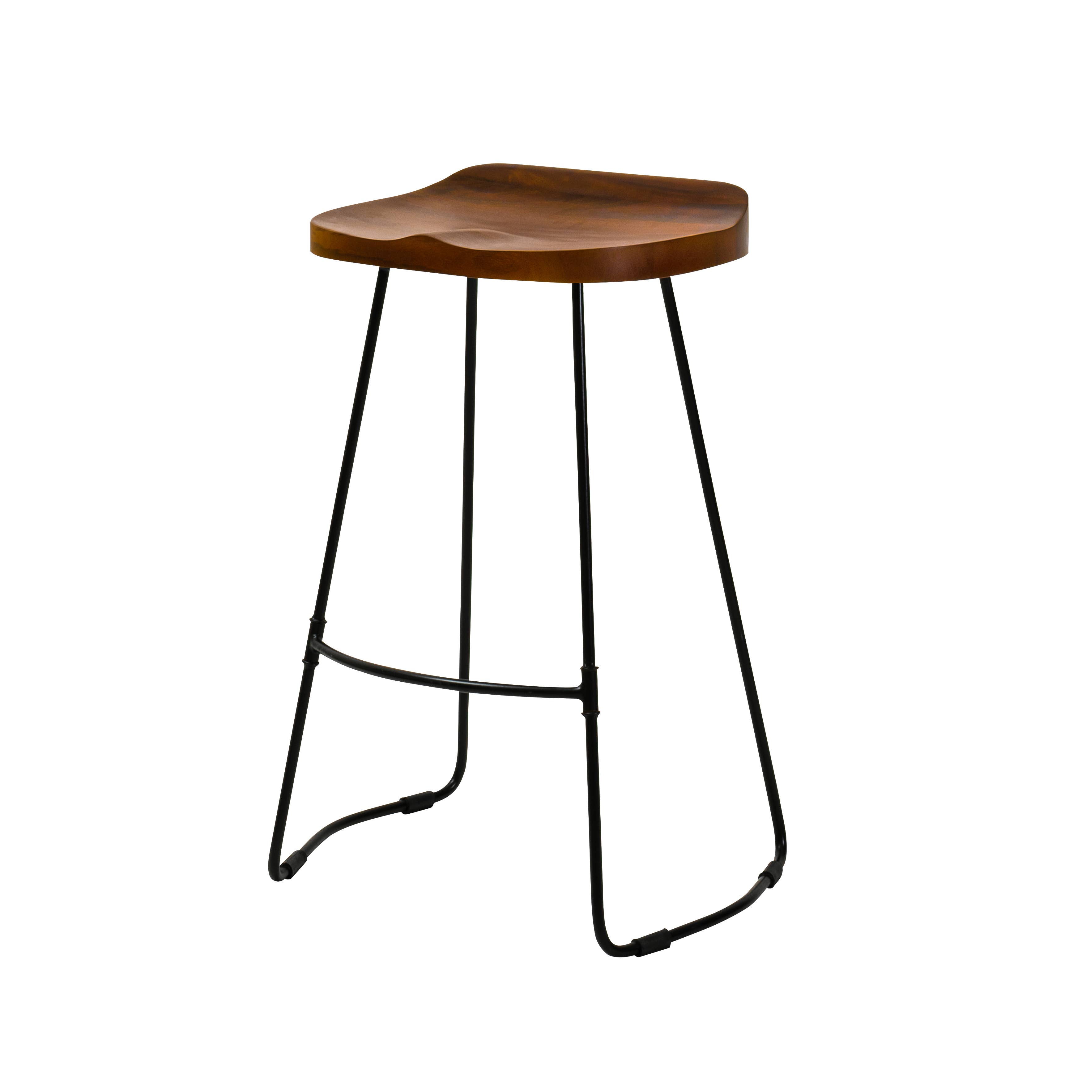 MH London - Vente Tabouret - Tabourets de bar de cuisine avec siège en selle en bois massif Rombass8