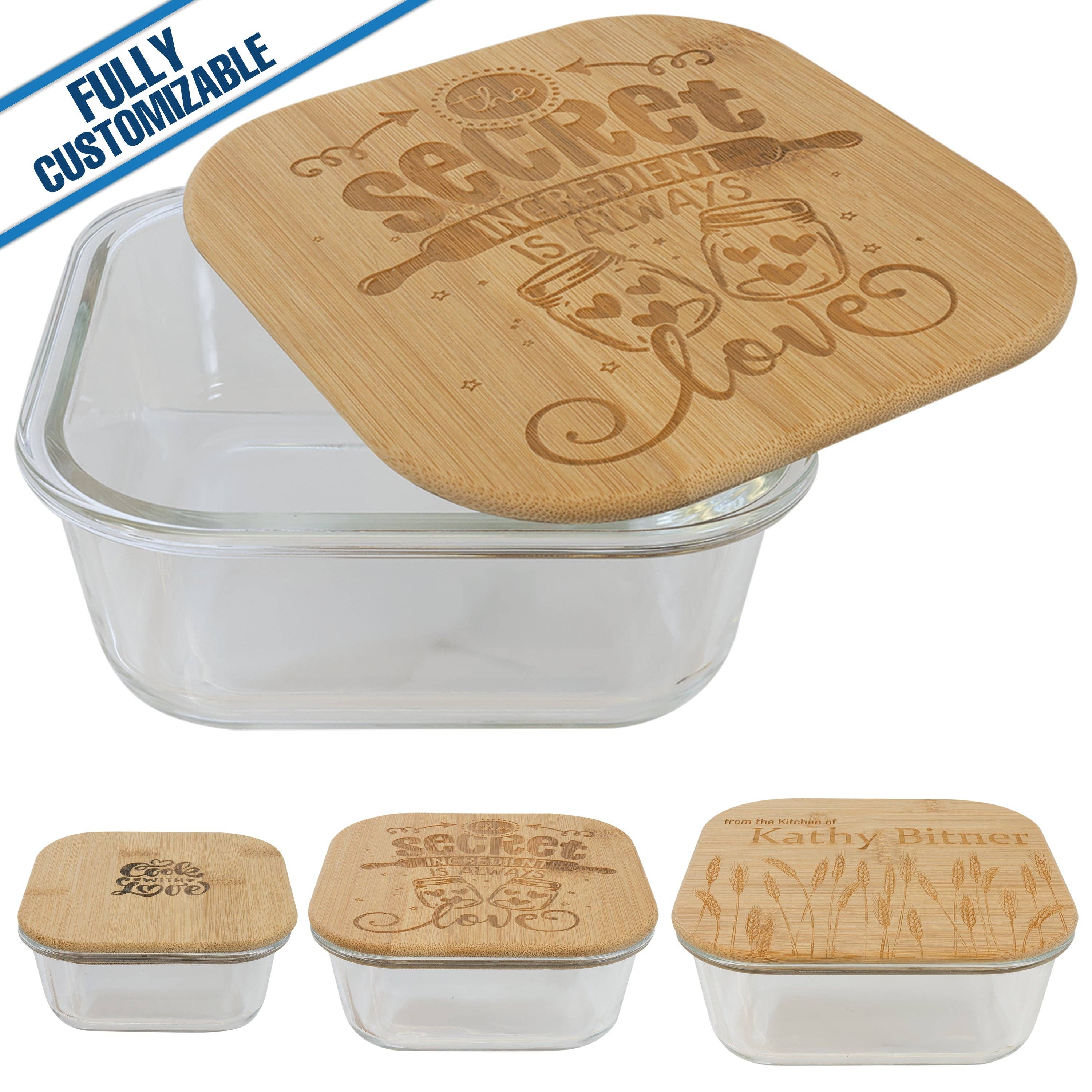 GiftWorksPlus - Wholesale Food Storage Container - Square Glass Container With Bamboo Lid - Fully Customizable3