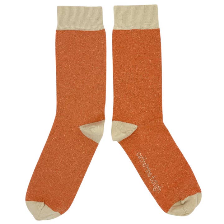 glitter peach Women's Organic Glittery Cotton Crew Sock (WINTER SALE) for wholesale on Faire1