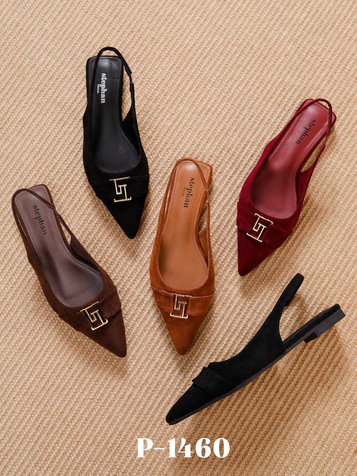 Slingback ballerina – Suede effect with jewel P-1460 for wholesale by Stephan Paris