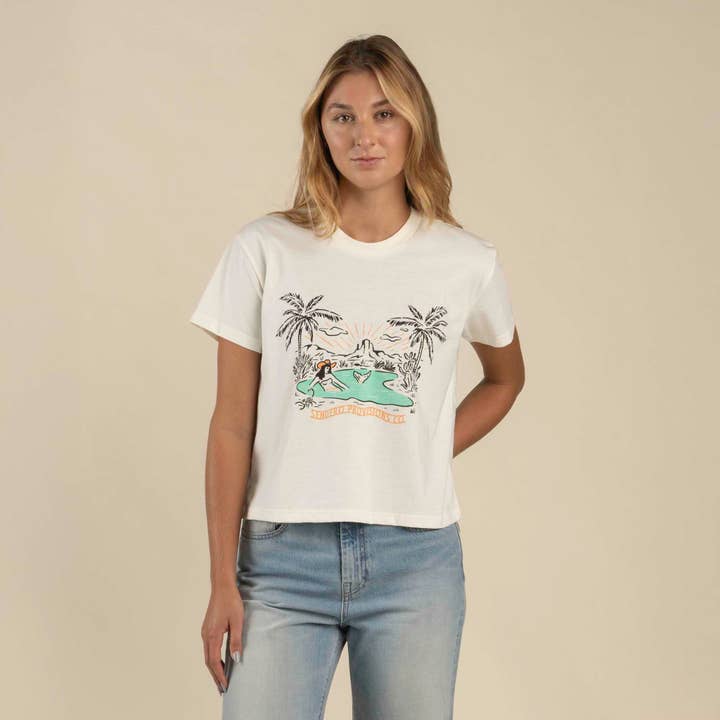 Sendero Provisions Company - Wholesale Screen Printed T-Shirt - Women's - Mirage Crop Tee