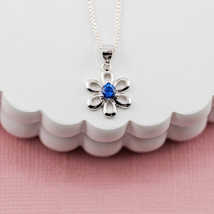 Cherished Moments - Wholesale Kids Necklace - Kids - Sterling Silver Daisy Flower Birthstone Necklace for Girls