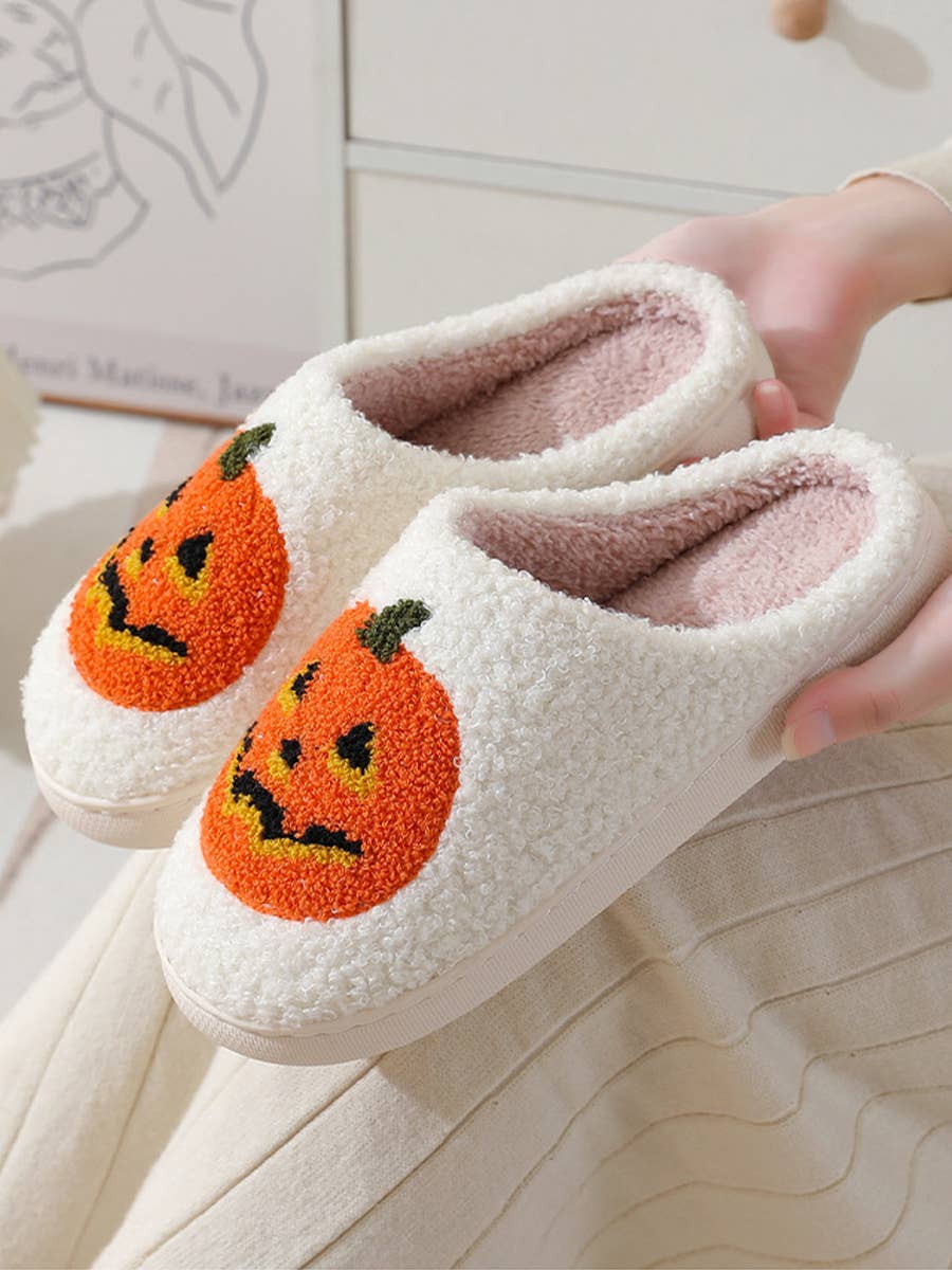 DOUBLJU - Wholesale Slippers - Women's - Halloween Pumpkin Cotton Slippers,Indoor Home Slippers
2