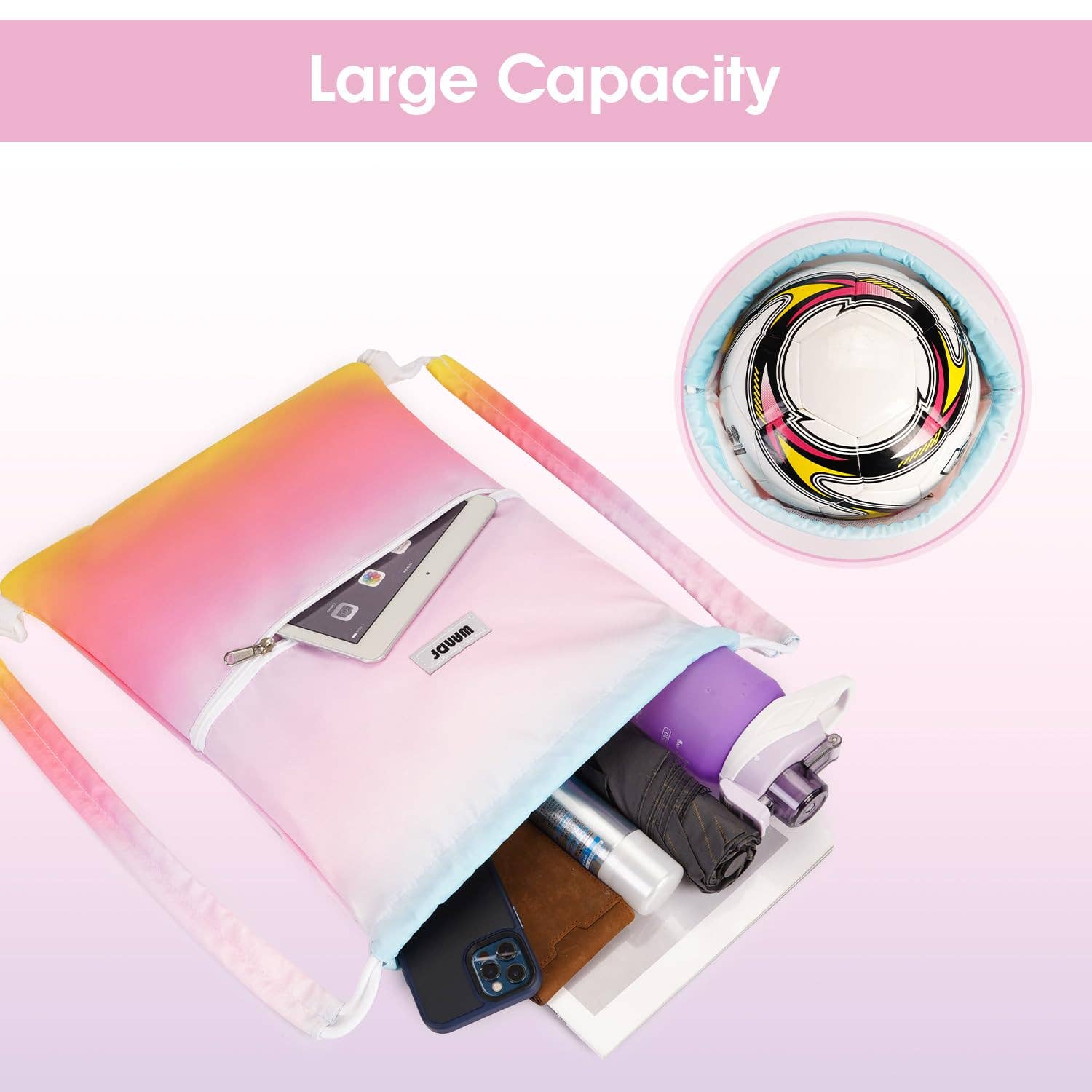 wandf - Wholesale Tas met trekkoord - Uniseks - Sportieve rugzak met trekkoord en dubbele schouderpads35