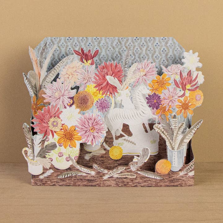 Zebra, Dahlias and Feathers for wholesale by Art Angels