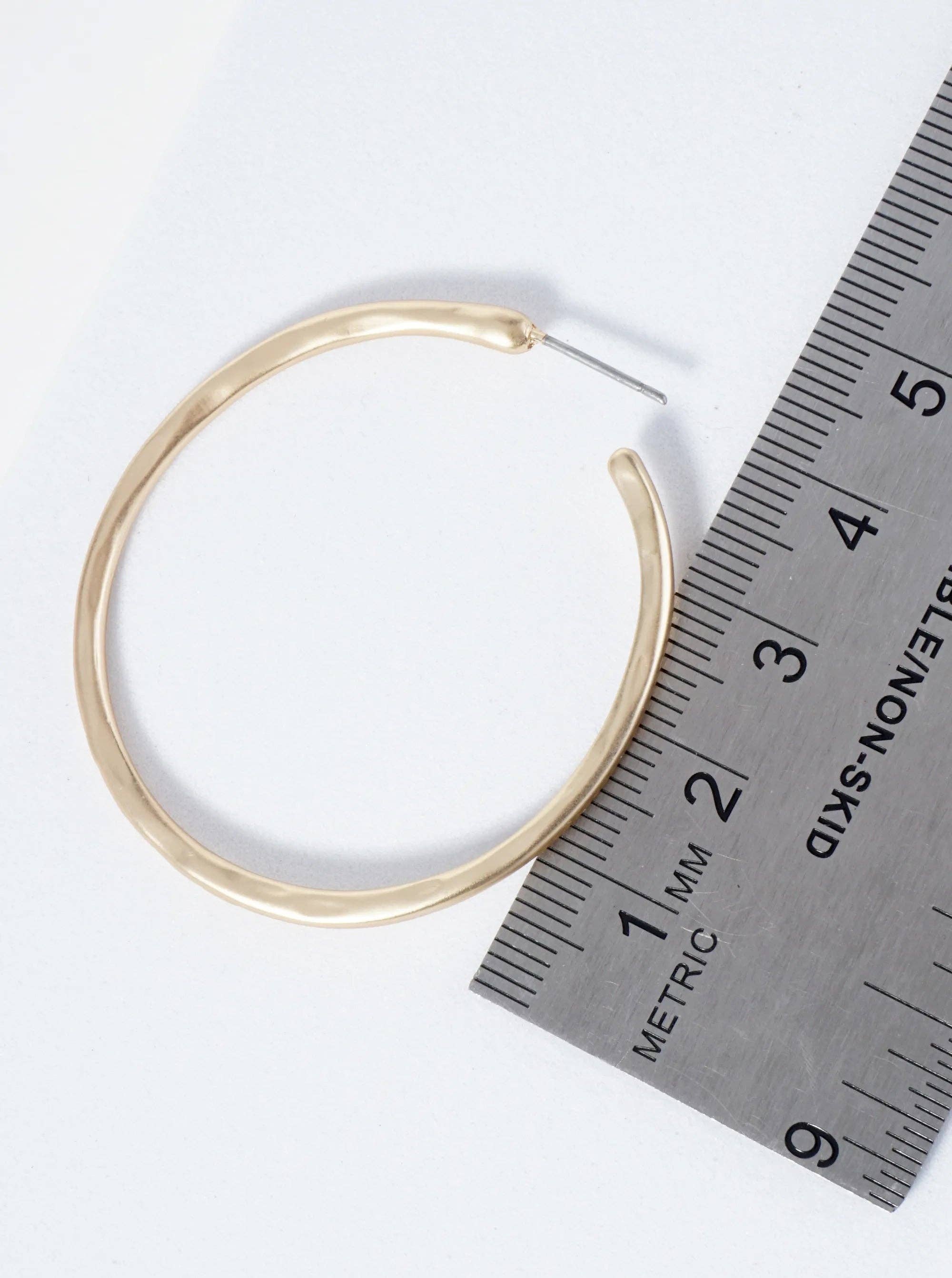 Wild Honey - Wholesale Hoop Earrings - Hammered Metal 45mm Open Hoop Earrings3