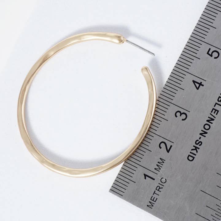 Wild Honey - Wholesale Hoop Earrings - Hammered Metal 45mm Open Hoop Earrings3