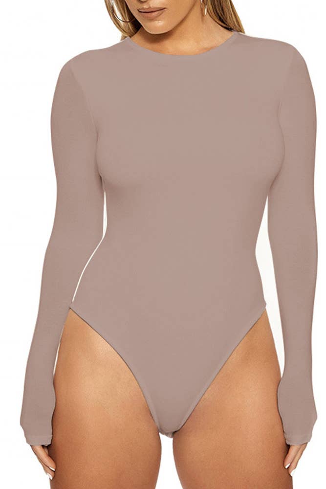 UNISHE – wholesale Bodysuit - Dam – Plain Crew Neck Långärmad Bodysuit ZJ01511