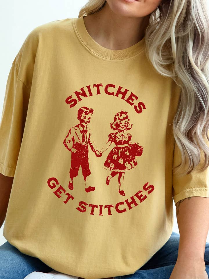 Kissed Apparel - Wholesale Screen Printed T-Shirt - Women's - Snitches Get Stitches Comfort Colors Tee