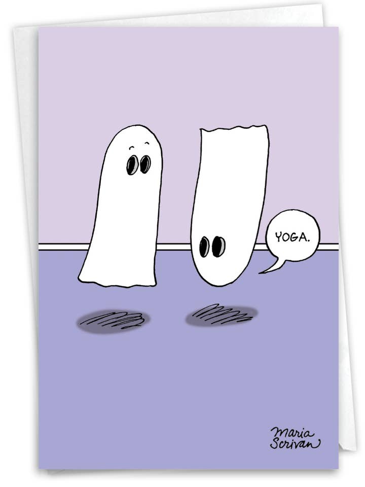 1 Carte de vœux d'Halloween amusante - Yoga fantôme pour la vente par NobleWorks