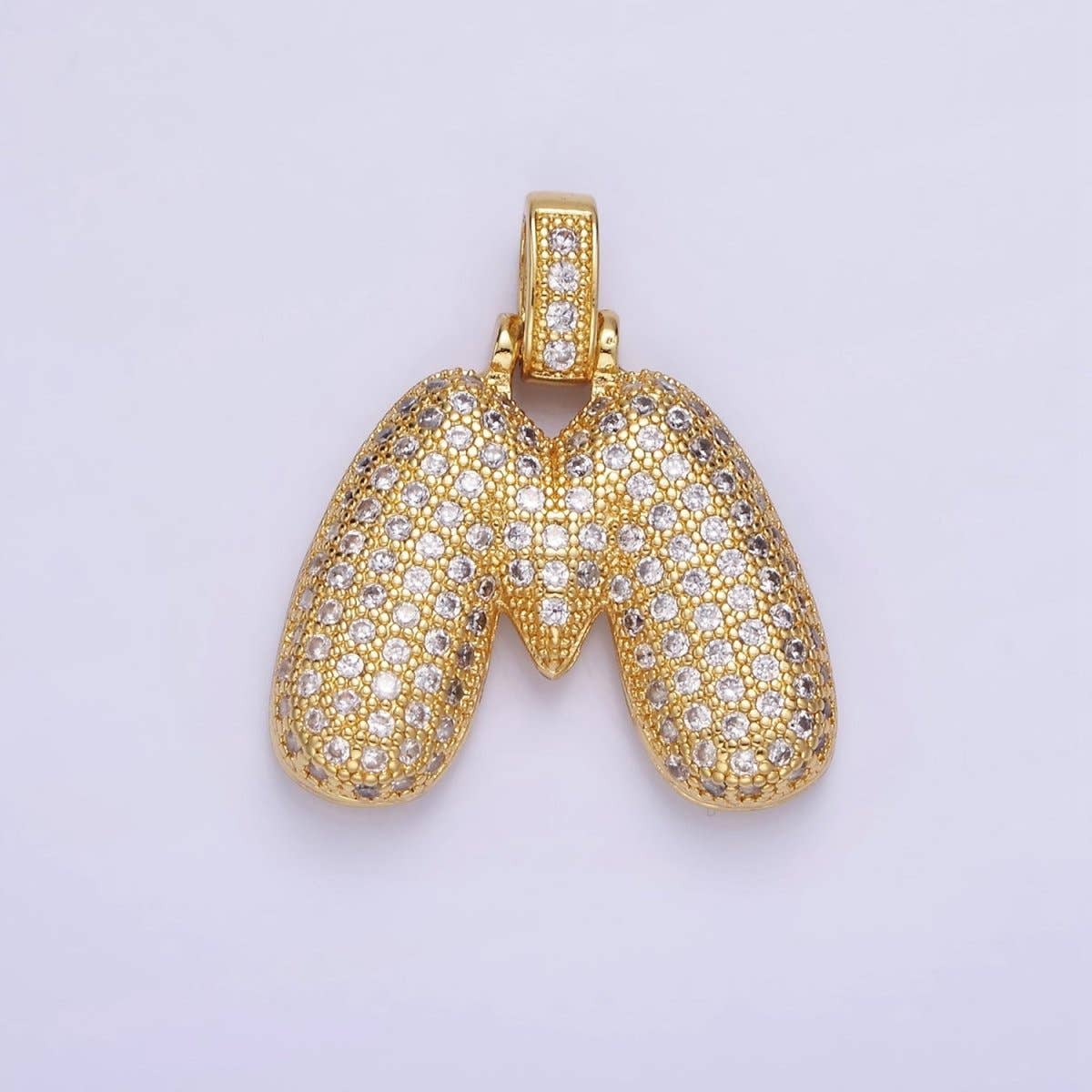 Aim Eternal - Wholesale Individual Charm/Pendant - 14K Gold Filled 20mm Micro Paved Balloon Bubble Initial Letter Pendant | A1197-A120912