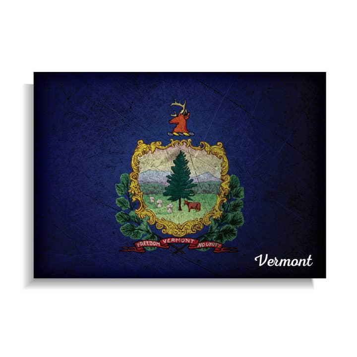 Magnet: Vermont Distressed US State Flag for wholesale by BetterMagnets.com by Design Studio 88 Inc