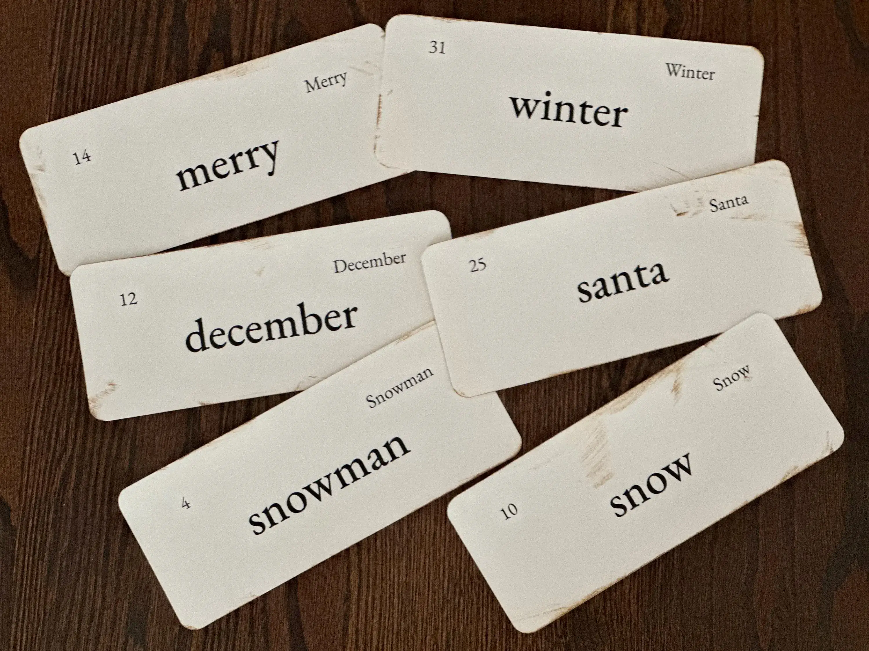 Joy Grace Home Designs - Wholesale Tafelbladdecoratie - Handgemaakte Vintage Geïnspireerde Seizoensgebonden Winter Flashcards1