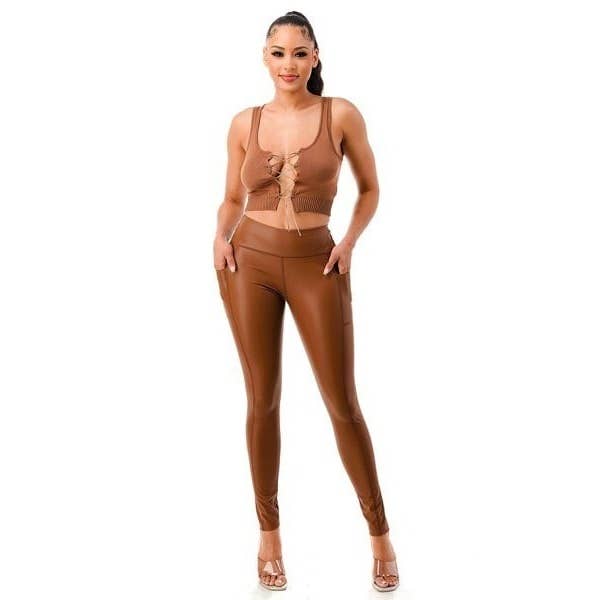 Luxe Leather Comfort Leggings for wholesale by Esmeray Clothing