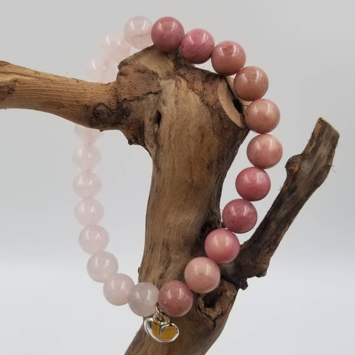 CHAKRA JEWELRY - Wholesale Beaded bracelet - Natural Rose Quartz Stone Heart Bracelet1