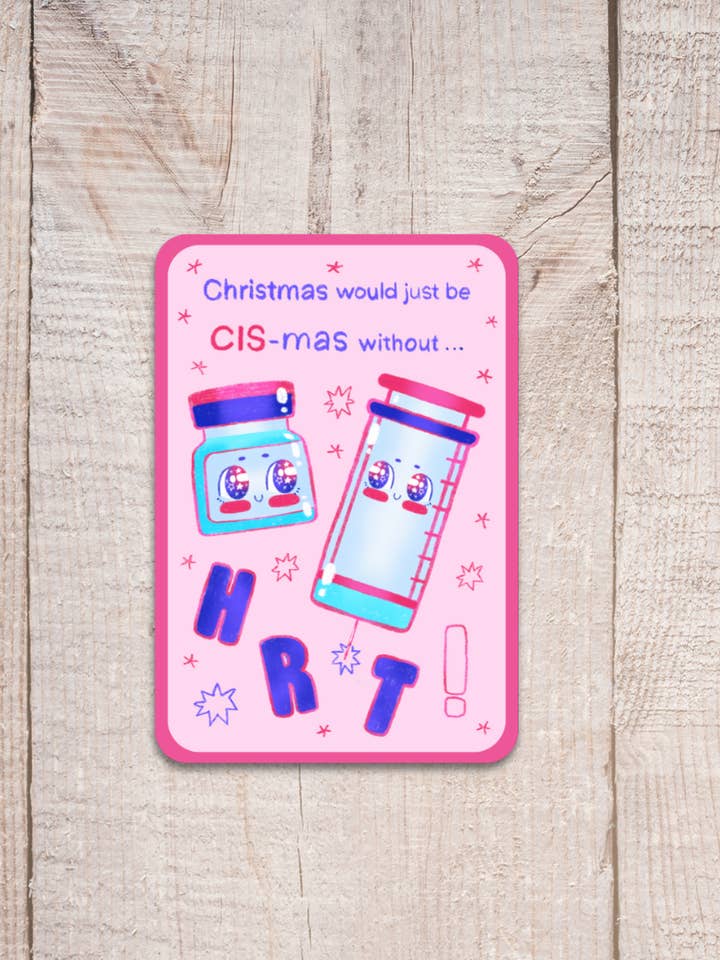 Trans HRT Christmas Sticker for wholesale by SoftBoysClub