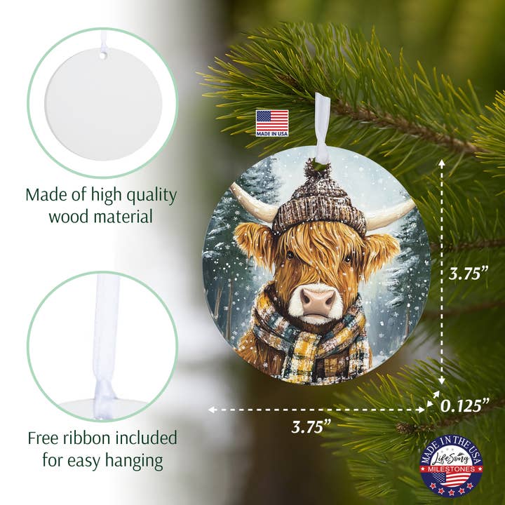 LifeSong Milestones - Wholesale Ornament - Highland Cow Christmas Ornament – Holiday Accessories3