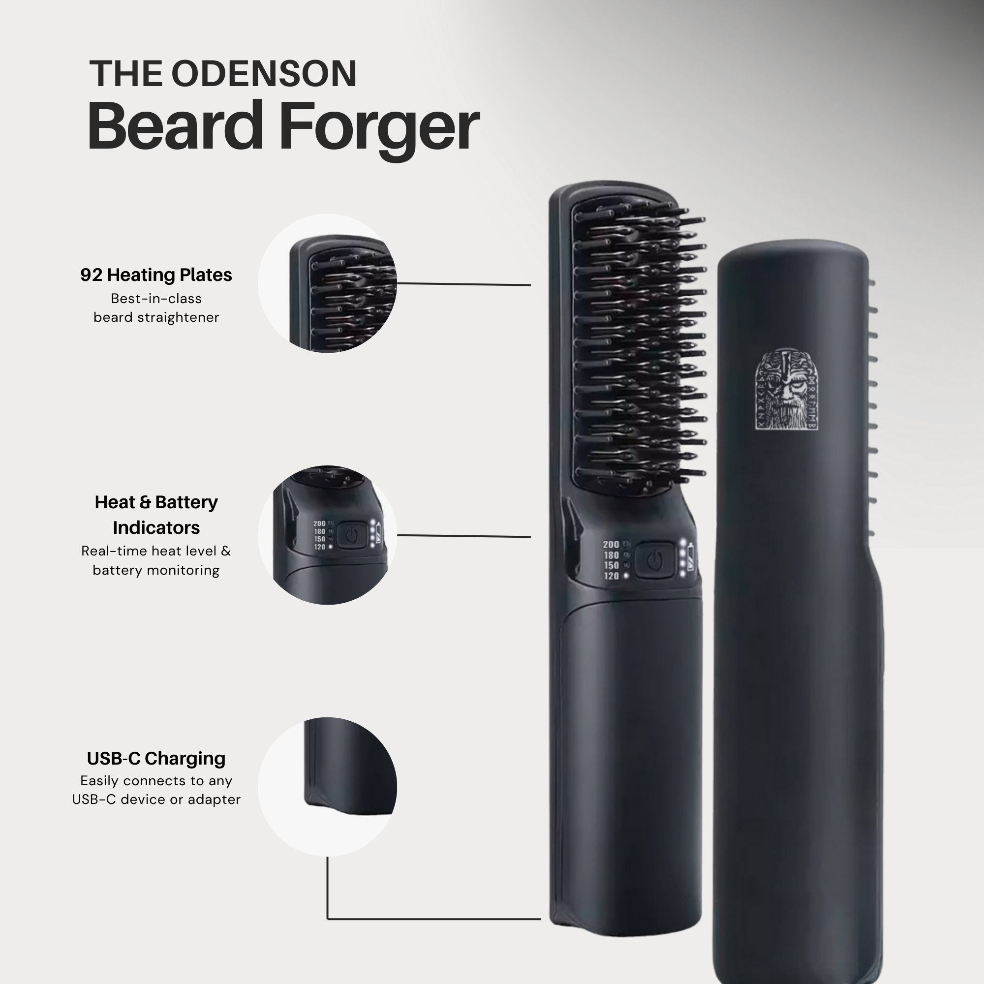 Odenson - Wholesale Baardstylingproduct - Odenson Beard Forger - Draadloze baardborstel en stijltang9