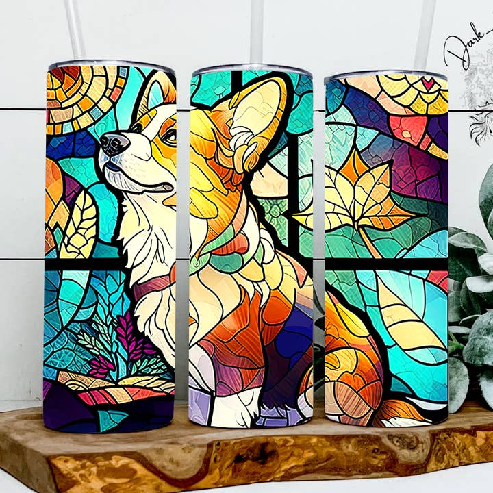 Verre teinté Corgi/Chien/Canin/Gobelet pour la vente par Dark Horse Dream Designs LLC