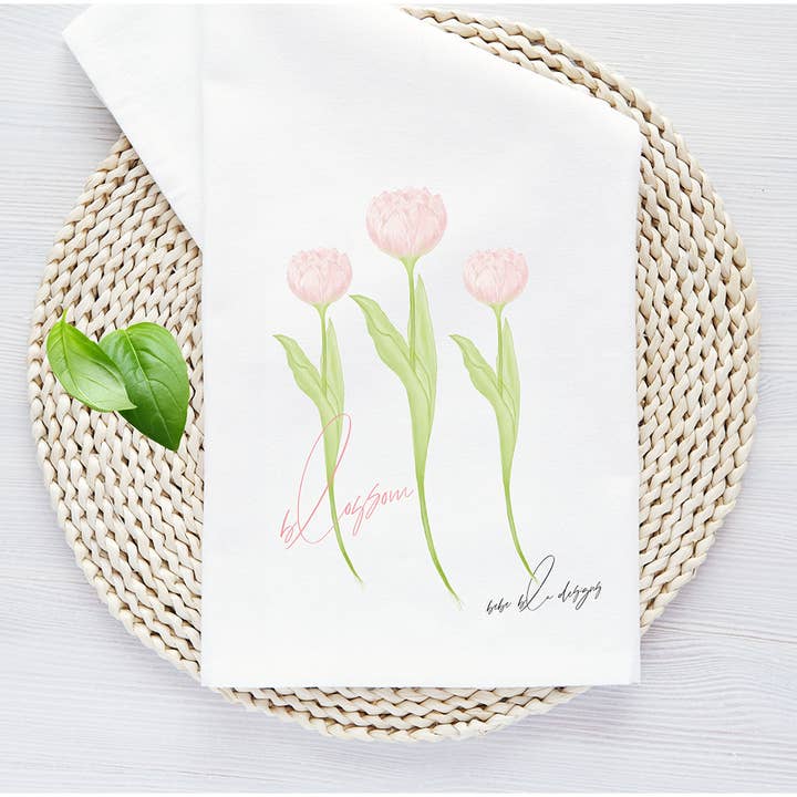 Tulips Flour Sack Tea Towel, Kitchen Decor, 27 Square for wholesale by Bebe Blu Designs, LLC