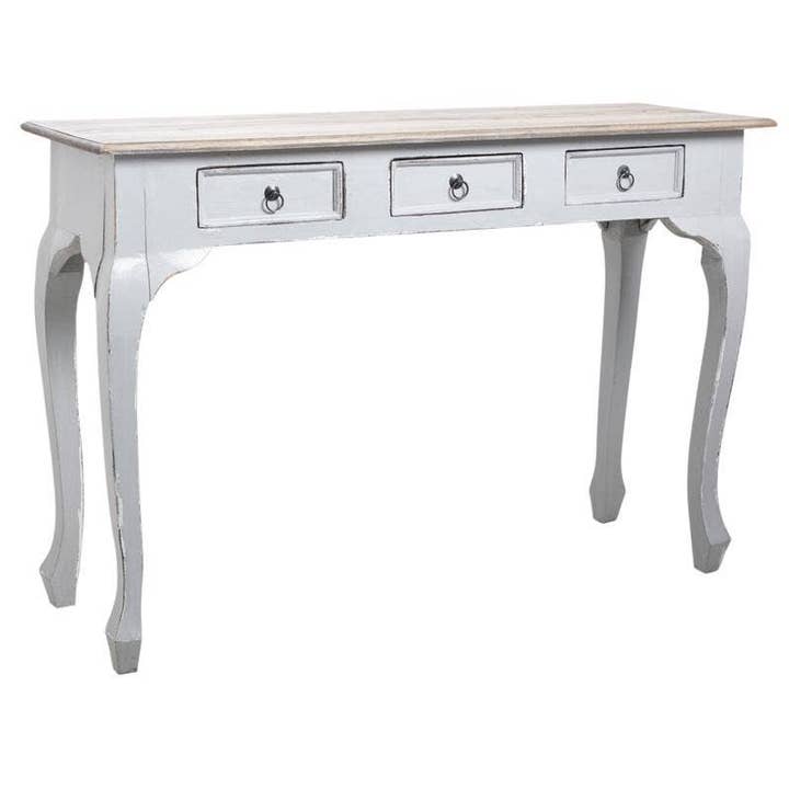 Aubry Gaspard - Wholesale Console Table - Antique gray wooden console with 3 drawers