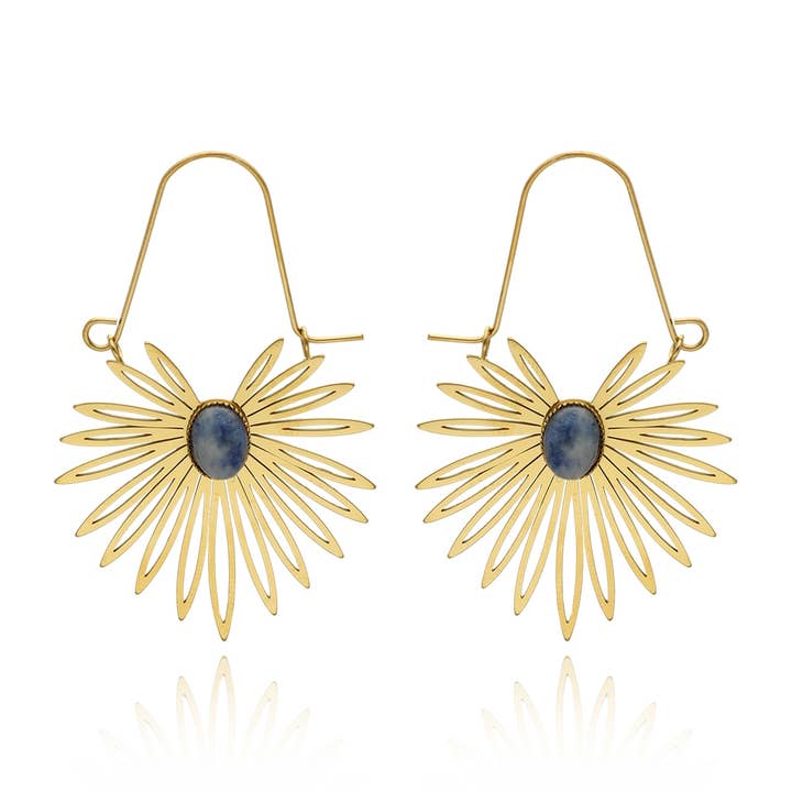 Fan and Stone Gold Stainless Steel Earrings for wholesale by IngrossoFashion by INCI SRL