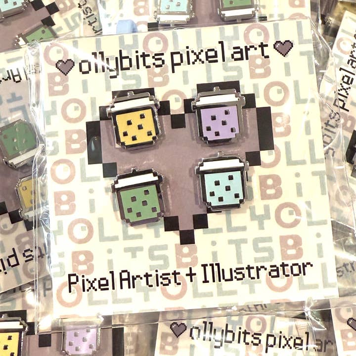 Boba Milk Tea Mini Filler Pixel Art Emaljstiftar för wholesale av Ollybits Pixel Art
