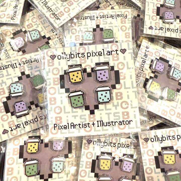 Boba Milk Tea Mini Filler Pixel Art Enamel Pins for wholesale by Ollybits Pixel Art