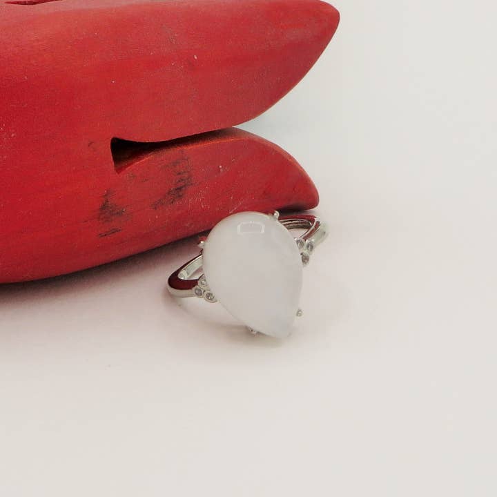 DEVA drop ~ Adjustable Moonstone Ring - Natural Moon Stone for wholesale on Faire