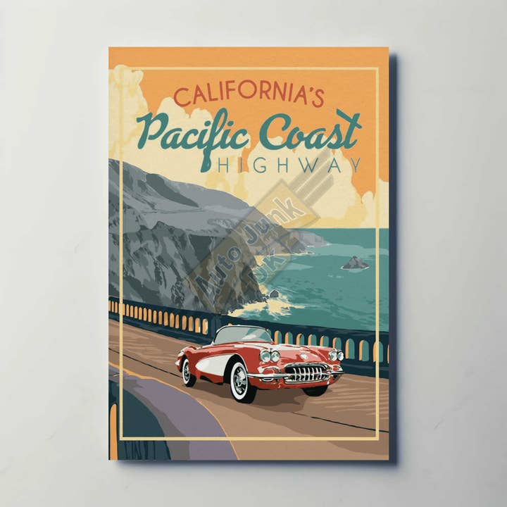 Affiche en métal de la route côtière du Pacifique en Californie pour la vente par Auto Junk UK Ltd