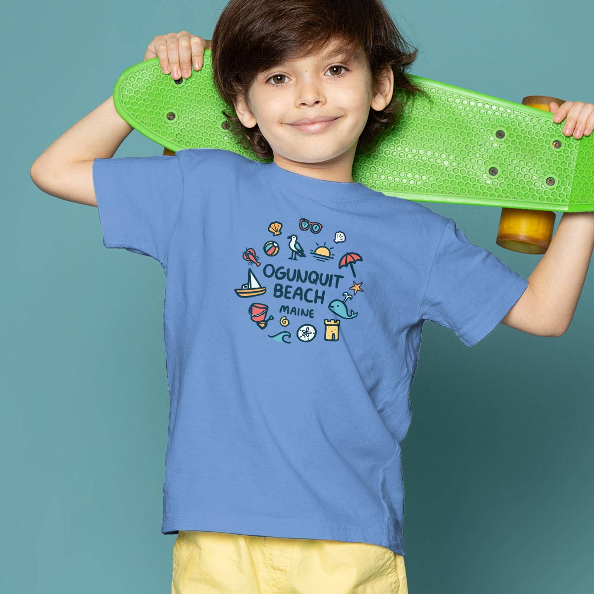 RetroPlanet - Wholesale T-Shirt - Kids - Maine Beach Doodles Icons Name Drop T-Shirt Toddler 2T-5/63