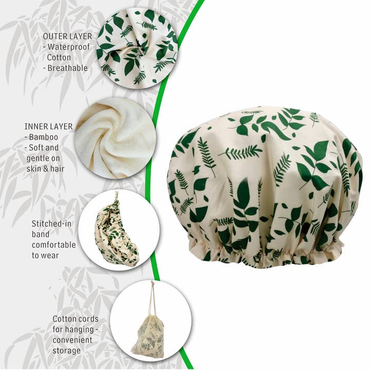 Max-Link Solutions Ltd - Venta al por mayor Gorros de ducha - Gorro de ducha de bambú y algodón Olnatur, sombrero de baño natural2