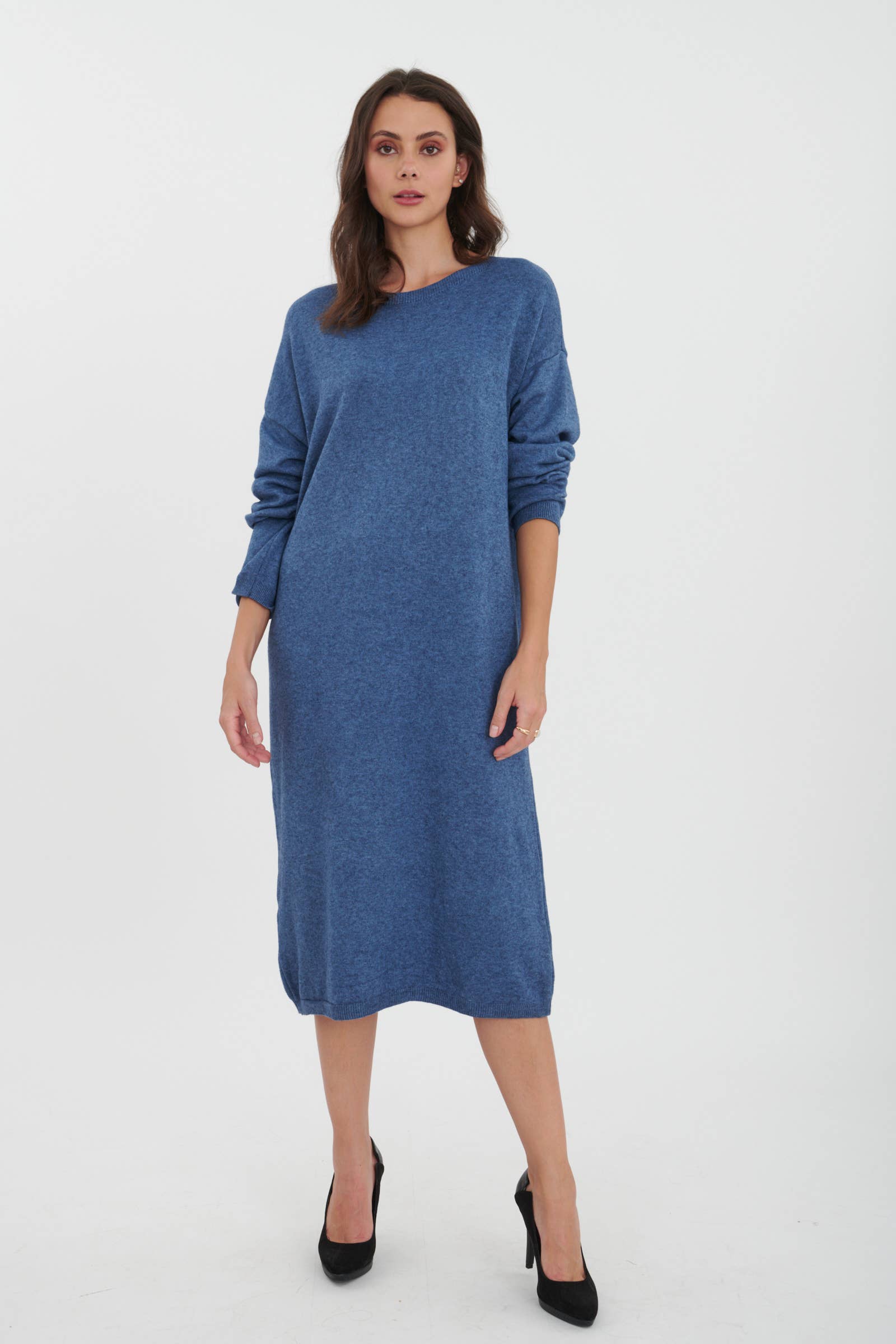 ORNELLA PARIS - Wholesale Dress - Women's - LEL-R22271 plain long sweater dress23