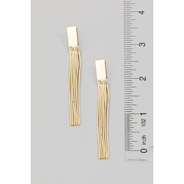 The Looks by Fame Accessories - Wholesale Dangle Earrings - Long Box Chain Fringe Earrings
