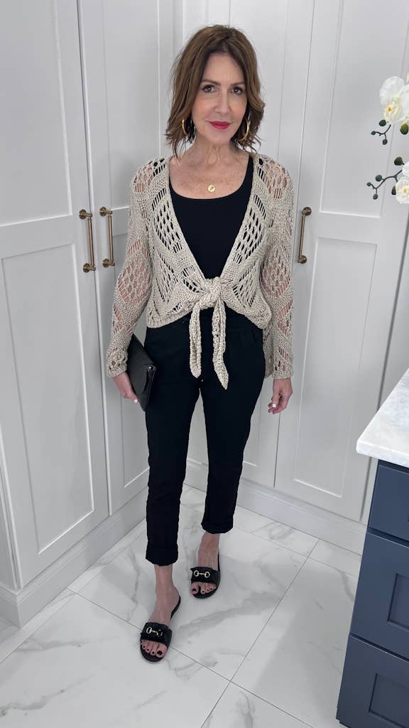 TINA Stephens Italy/Tees By Tina - Vente Cardigan – femme - Boléro Kandra en tricot ouvert à nouer sur le devant (CLS303)8