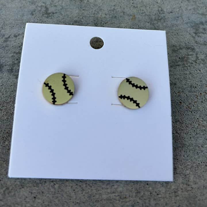 JILLIAN INK LLC - Wholesale Stud/Post Earrings - Baseball or Softball Stud Earrings in Gold or Silver