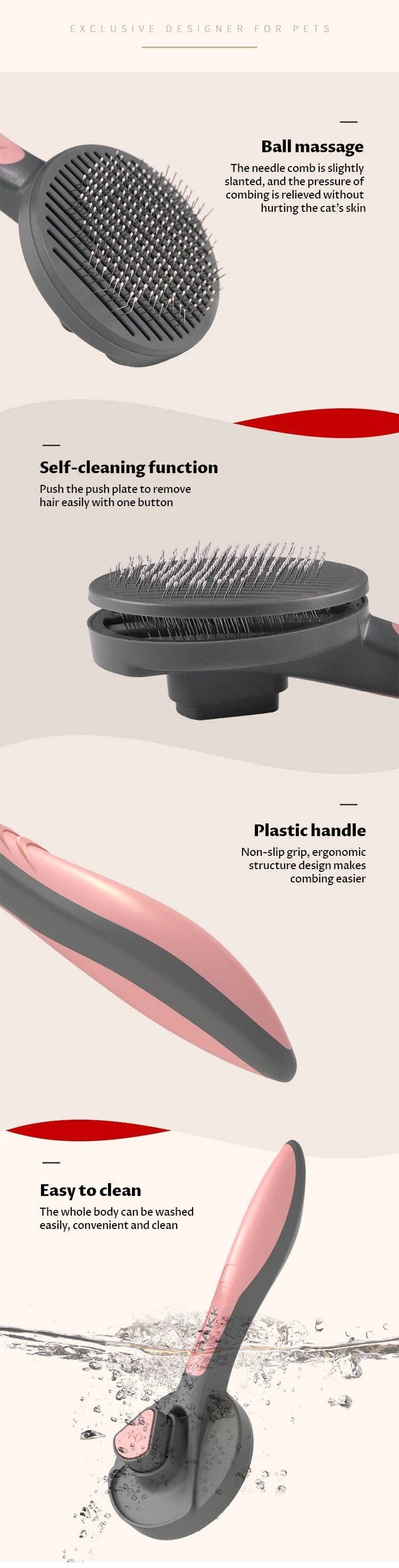 VIGOR - Vente Outil de toilettage – chien - Peigne autonettoyant pour poils d'animaux avec brosse automatique11