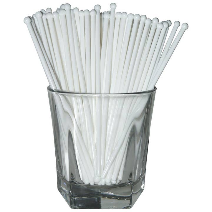 White Swizzle Sticks, Pack of 50 for wholesale by Party Bibs
