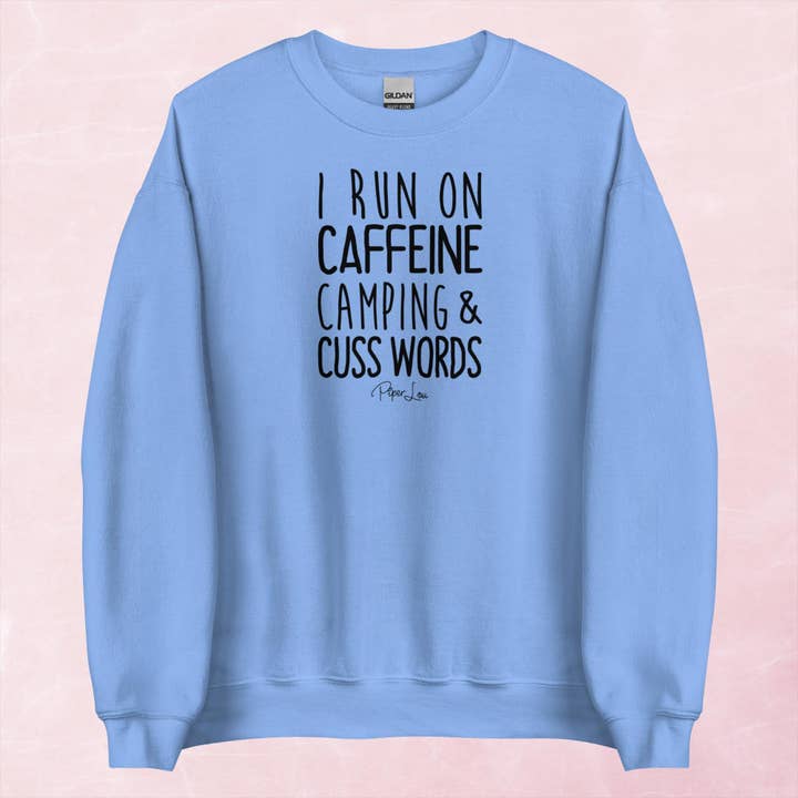 Piper Lou Collection - Wholesale Graphic sweatshirt – Women’s - I Run On Caffeine, Camping, & Cuss Words Graphic Crewneck Sweatshirt5