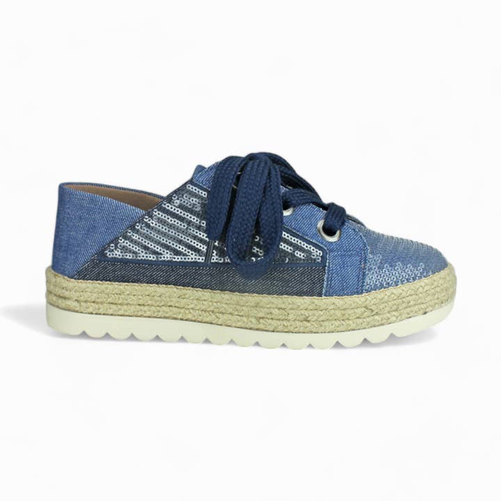 *Almost Gone* Sequins Sneakers Blue Jean 396066 for wholesale by Love Rio