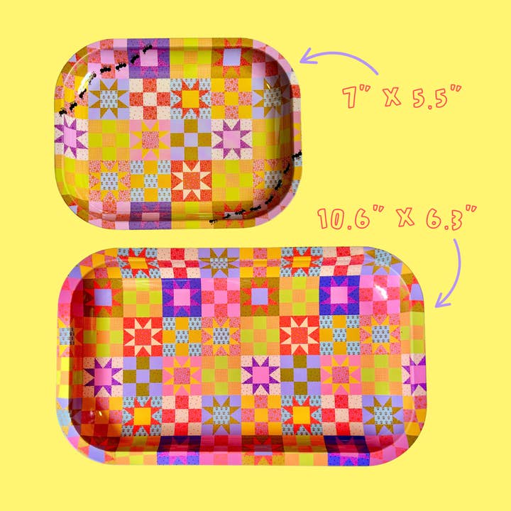 The Peach Fuzz - Wholesale Decorative Tray - Patchwork Quilt Tray