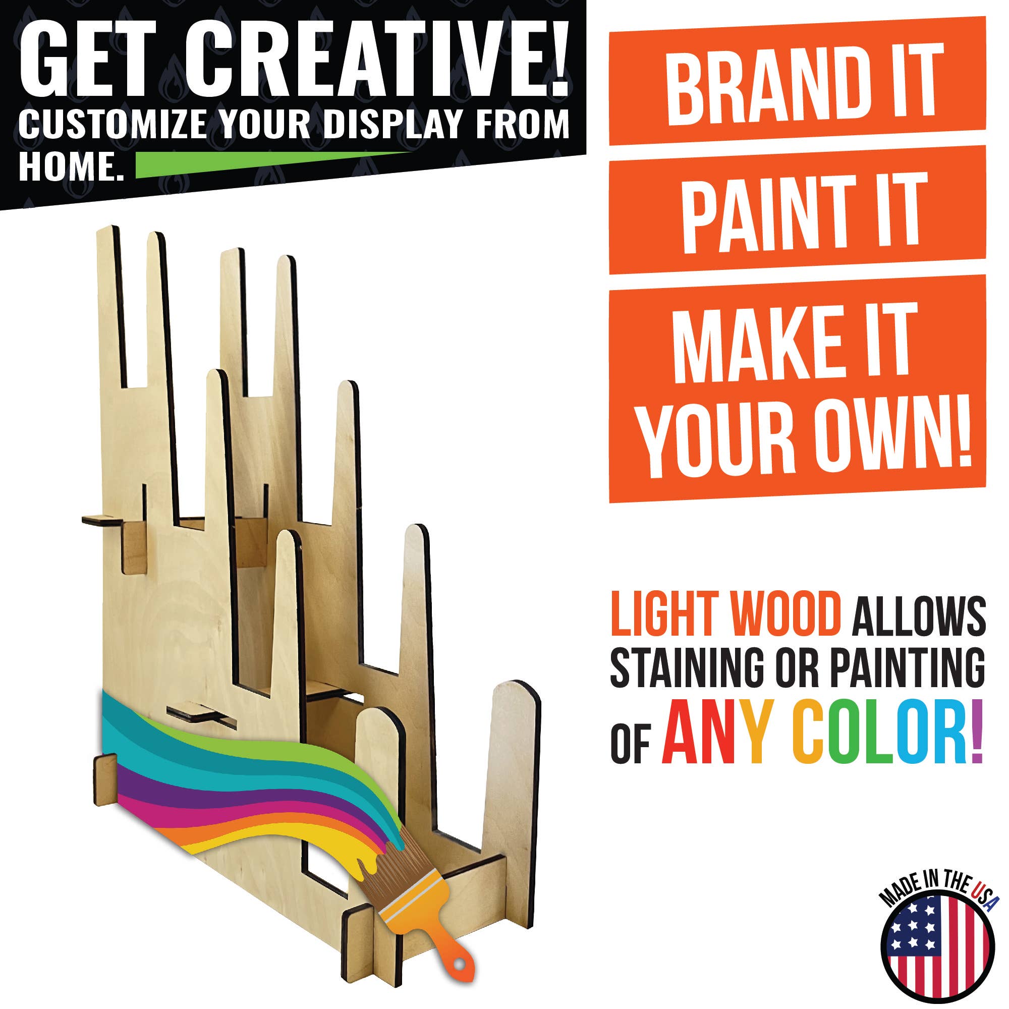 Torched Displays – Großhandel Verkaufsdisplay-Ständer/-Gehäuse – Multifunktionaler 3-stufiger Holzständer für Kunstdrucke, Bücher & Schallplatten – Klein5